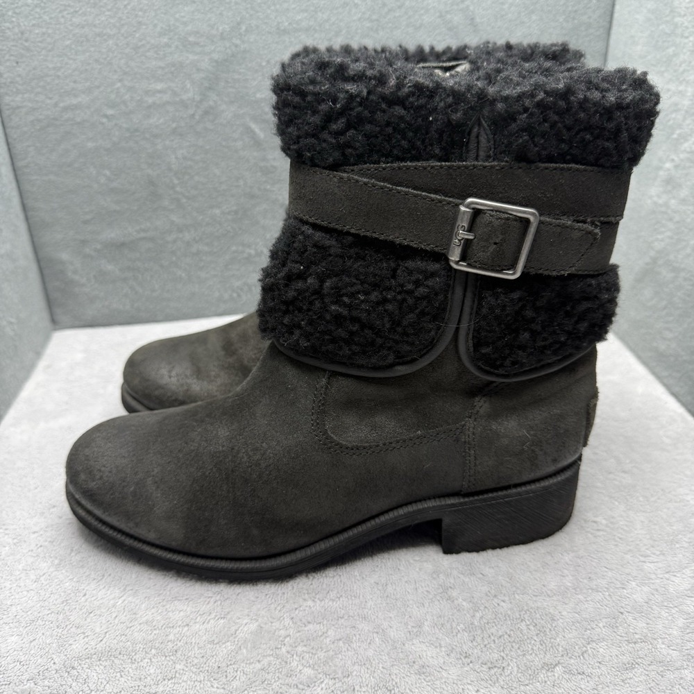 UGG Blayre III Women's 6.5 Black Shearling Buckle Zip Boots 1095153